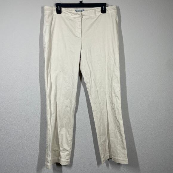 Shari’s Place Womens 50/14 US Straight Leg Chino Pants Cream Cotton ITALY - Picture 1 of 7